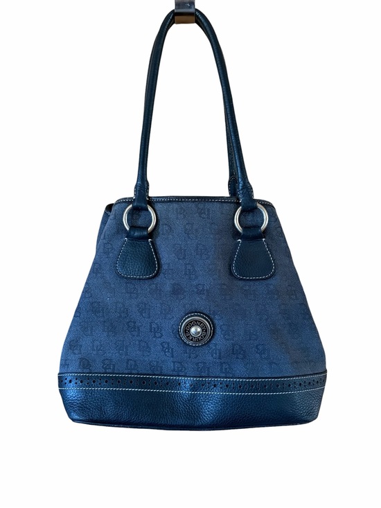 Dooney & Bourke Handbags - Dooney & Bourke Signature DB Monogram Canvas large shoulder Tote Bag Blue Black